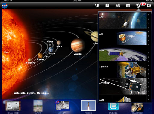 Nasa Ipad App Menu