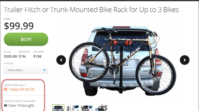 In This Example From Groupon, Both The Time For Which This Deal Is Available And The Number Of Items Are Presented As Being Scarce.